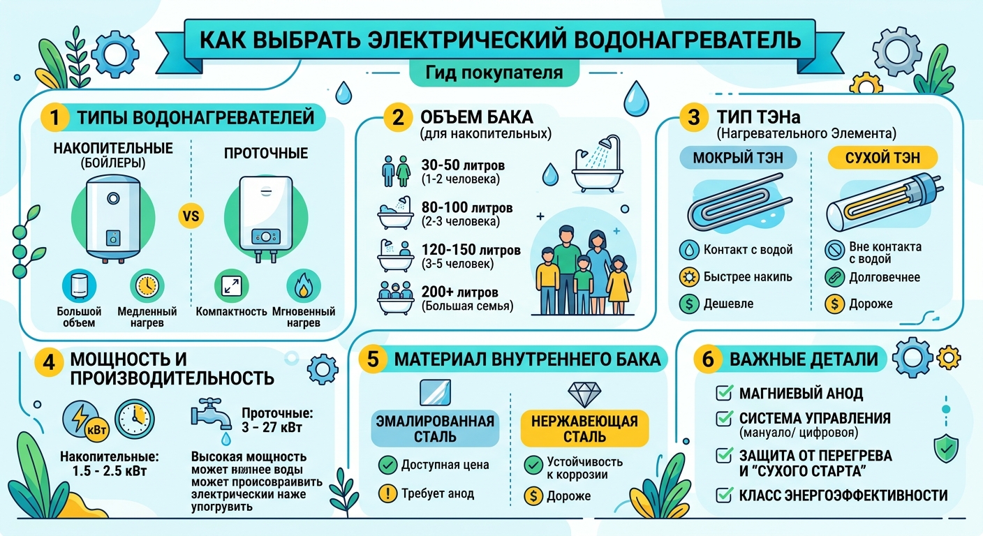 Выбор и характеристики электрических водонагревателей: что учитывать при покупке