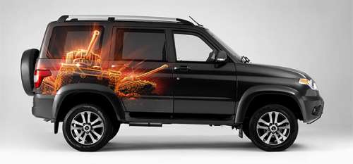 Спецверсия УАЗ Patriot обрела внешность в стиле компьютерной игры World of Tanks